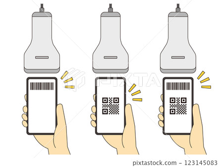 使用智慧型手機和掃描器進行代碼支付的插圖集_用手_主線 使用智慧型手機和掃描器進行代碼支付的插圖集_用手_主線 123145083