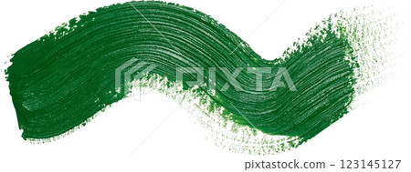 A vibrant green paint smear with a smooth, glossy texture on a white backgroun 123145127