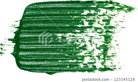 A vibrant green paint smear with a smooth, glossy texture on a white backgroun 123145129