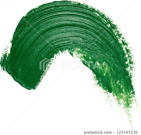 A vibrant green paint smear with a smooth, glossy texture on a white backgroun 123145130