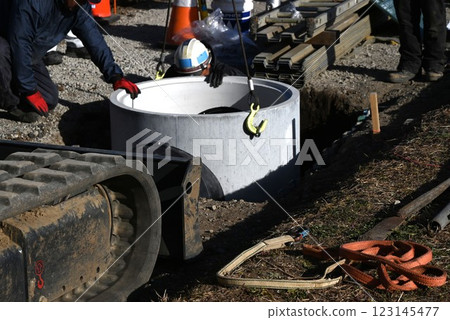 Background material for sewer pipe installation work, sewerage construction work, and living environment improvement Background material for sewer pipe installation work, sewerage construction work, and living environment improvement 123145477