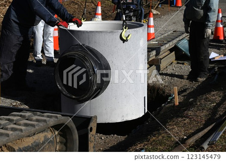 Background material for sewer pipe installation work, sewerage construction work, and living environment improvement Background material for sewer pipe installation work, sewerage construction work, and living environment improvement 123145479