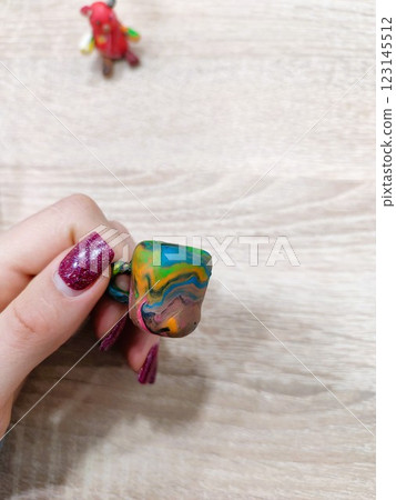 A Beautifully Colorful Handmade Polymer Clay Figurine with Unique Artistic Charm and Style A Beautifully Colorful Handmade Polymer Clay Figurine with Unique Artistic Charm and Style 123145512