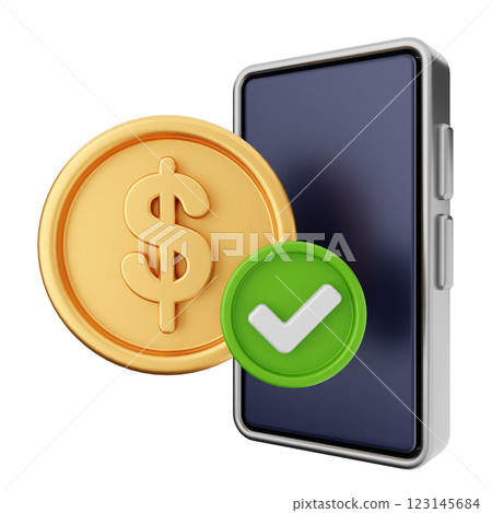3d money transaction smartphone 123145684