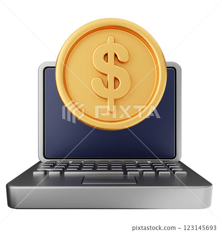 3d money transaction laptop 123145693