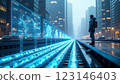 Futuristic Cityscape with Water Purification Technology 123146403