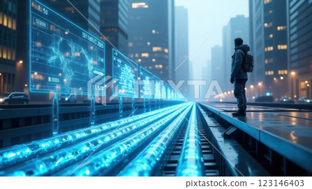 Futuristic Cityscape with Water Purification Technology Futuristic Cityscape with Water Purification Technology 123146403