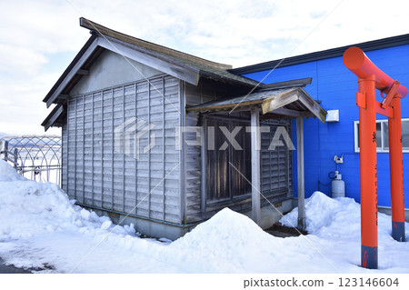 拍攝北海道北斗市猿田彥稻荷神社的冬季風景 123146604