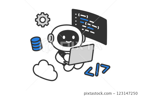 AI robot programming and coding [Vector illustration material] 123147250