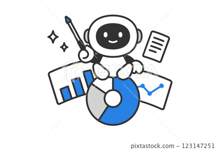 AI robot that creates and presents documents, graphs, and reports [Vector illustration material] 123147251