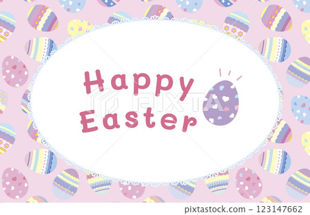 Pastel tone Easter frame (pink) 123147662