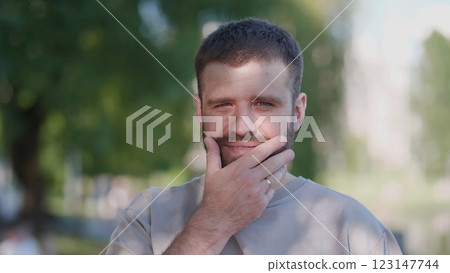 attractive man portrait in summer 123147744