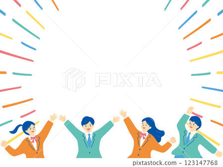Students in uniforms getting excited 123147768