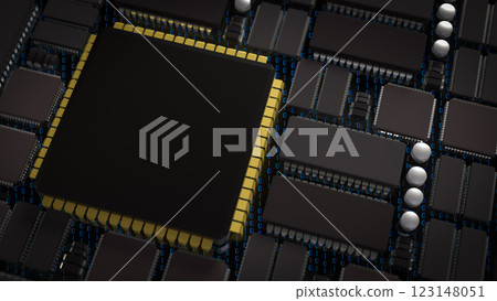 The IC on PCB Board for IT or Technology concept 3d Rendering. The IC on PCB Board for IT or Technology concept 3d Rendering. 123148051