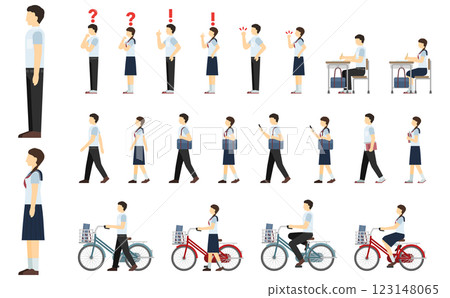 平面插圖:初中生側(夏裝) 平面插圖:初中生側(夏裝) 123148065