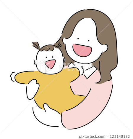 Various mothers and babies "smile"_cute 123148182