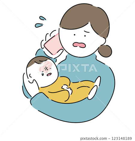 Various mothers and babies "It's hard!"_Casual 123148189