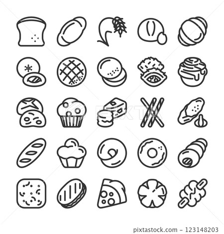 Bakery various bread icon set 123148203