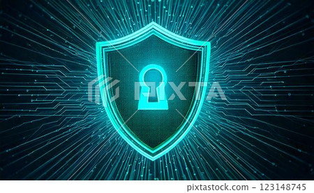 3DCG illustration of cyber security to protect data, network security image 123148745