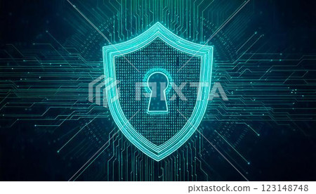 3DCG illustration of cyber security to protect data, network security image 123148748