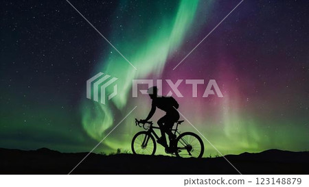man cycling on the mountain at night 123148879