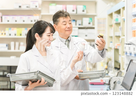 Pharmacists working in pharmacies, hospitals, and drug stores (prescriptions, medicines, supplements) 123148882