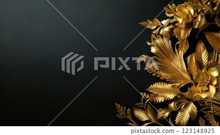 《AI Image》Luxurious gold decoration and black background material 123148925