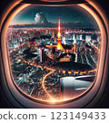 Tokyo night view from an airplane window 123149433