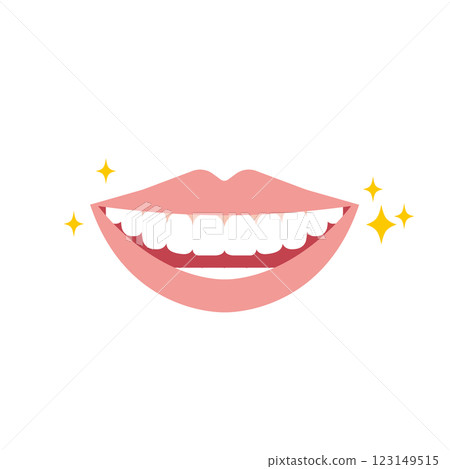 美麗潔白的牙齒和牙齒排列的插圖 123149515