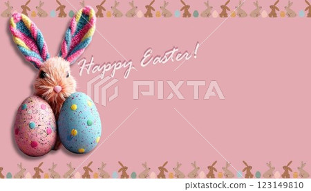 Cute Easter Bunny and Egg Pastel Pink Holiday Celebration Cute Easter Bunny and Egg Pastel Pink Holiday Celebration 123149810