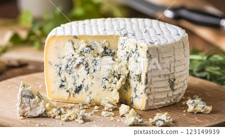 Artisan Blue Cheese on Wooden Table,Food Photography 123149939