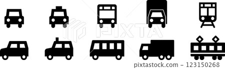 汽車、巴士、卡車、火車和交通圖示集 4 123150268