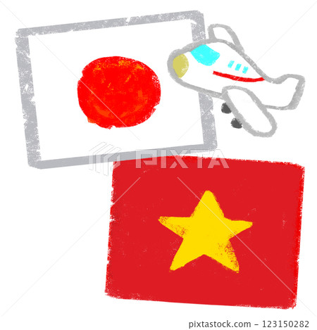 Illustration of national flags - Crayon touch - Japan and Vietnam 123150282