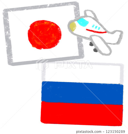 國旗插圖-蠟筆觸感-日本和俄羅斯 國旗插圖-蠟筆觸感-日本和俄羅斯 123150289