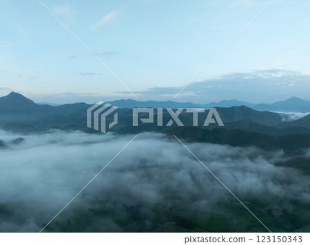 Drone aerial view of landscape mountains view in summer season,High angle view over countryside at northern Vietnam Drone aerial view of landscape mountains view in summer season,High angle view over countryside at northern Vietnam 123150343