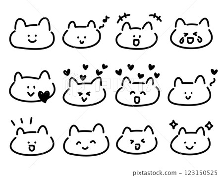 Set of cute cats laughing with joy, hand drawn emoticons Set of cute cats laughing with joy, hand drawn emoticons 123150525