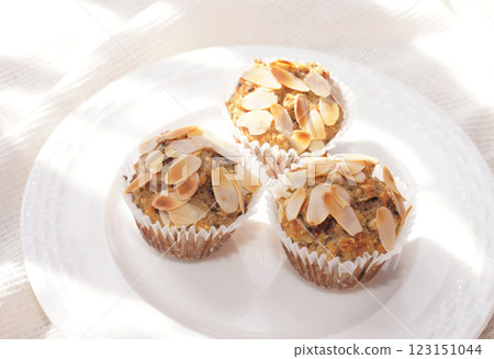 Homemade Oatmeal cupcake on plate. 123151044