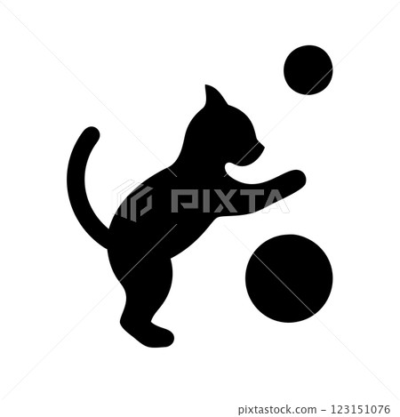 Playful Cat Silhouette Icon Vector Illustration for Pet Stores Veterinarians and Animal Shelters 123151076