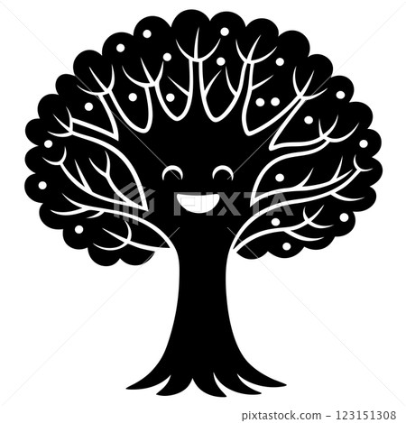Charming Cute Tree Character Vector Illustration for Children's Books, Eco Branding, and T shirt Designs 123151308