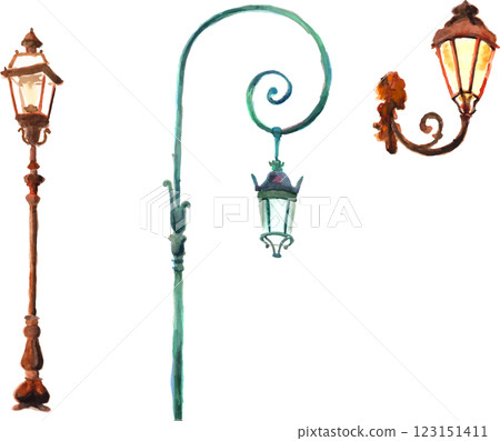Stylish street lamp watercolor 123151411
