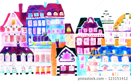 Overseas cityscape drawn in watercolor Overseas cityscape drawn in watercolor 123151412