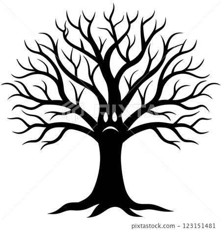 Sad Tree Vector Illustration for Children's Books, Comics, T-Shirt Designs, and Nature Branding 123151481