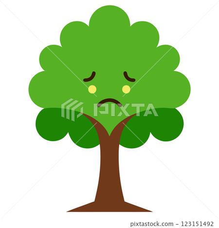Sad Tree Vector Illustration for Children's Books, Comics, T-Shirt Designs, and Nature Branding 123151492