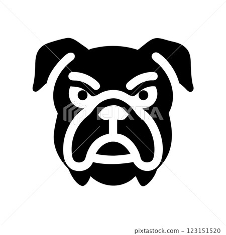 Angry Bulldog Silhouette Vector Icon Powerful Mascot Logo for Sports, Branding and T shirt Design  123151520