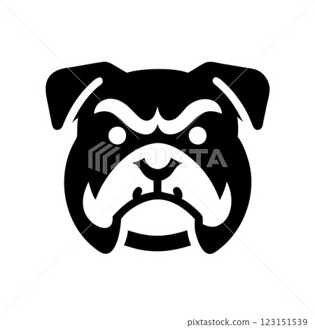 Angry Bulldog Silhouette Vector Icon Powerful Mascot Logo for Sports, Branding and T shirt Design  123151539