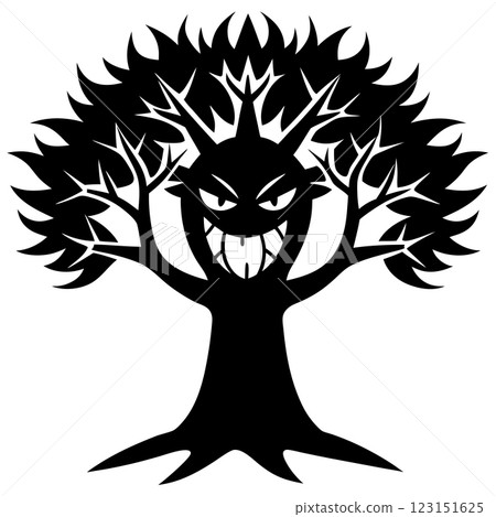 Angry Tree Character Cartoon Illustration Expressive Nature Icon for Campaigns Branding and T Shirt Design 123151625