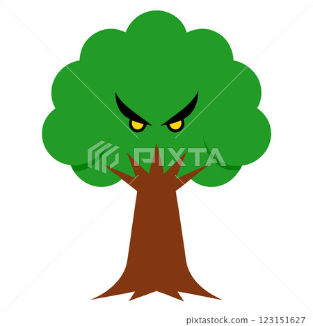 Angry Tree Character Cartoon Illustration Expressive Nature Icon for Campaigns Branding and T Shirt Design 123151627