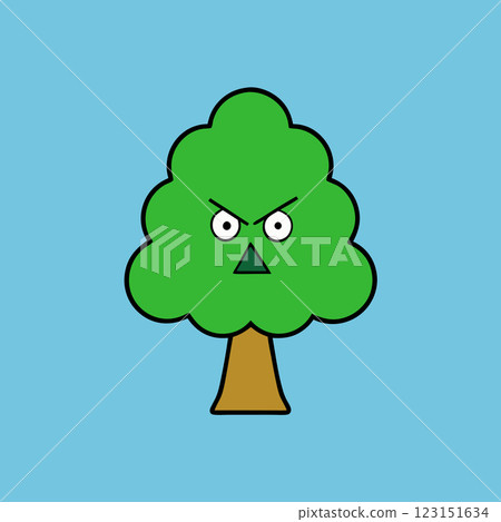 Angry Tree Character Cartoon Illustration Expressive Nature Icon for Campaigns Branding and T Shirt Design Angry Tree Character Cartoon Illustration Expressive Nature Icon for Campaigns Branding and T Shirt Design 123151634
