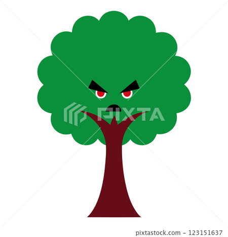 Angry Tree Character Cartoon Illustration Expressive Nature Icon for Campaigns Branding and T Shirt Design Angry Tree Character Cartoon Illustration Expressive Nature Icon for Campaigns Branding and T Shirt Design 123151637