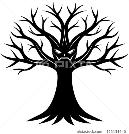Angry Tree Character Cartoon Illustration Expressive Nature Icon for Campaigns Branding and T Shirt Design 123151640
